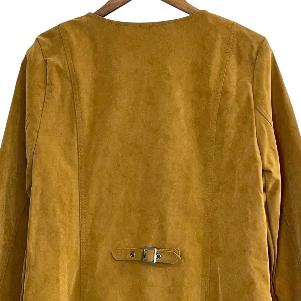 Free People Bradley Faux Suede Mini Dress Mustard Brown Size L NWOT